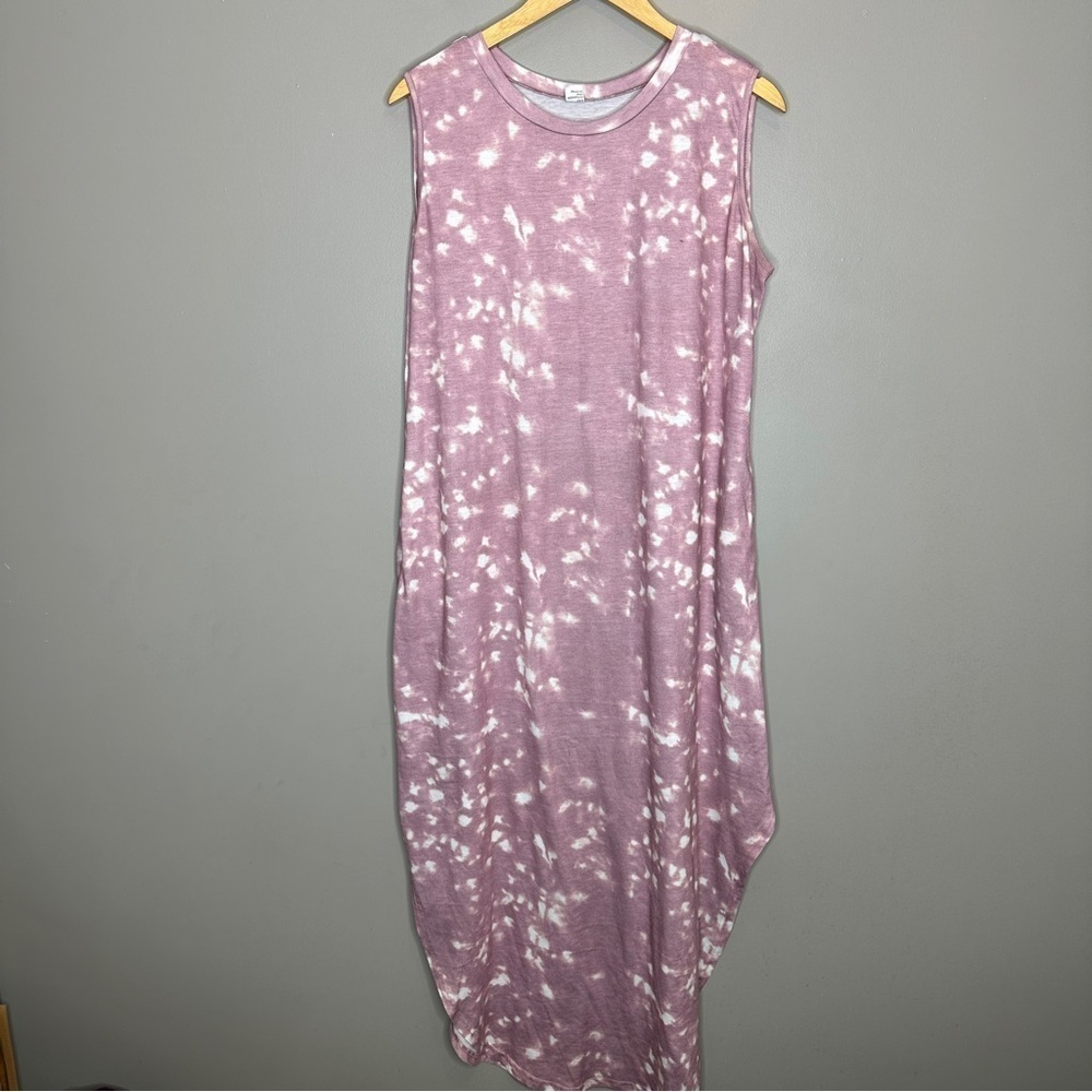 Anrabess tie dye midi sleeveless tshirt dress